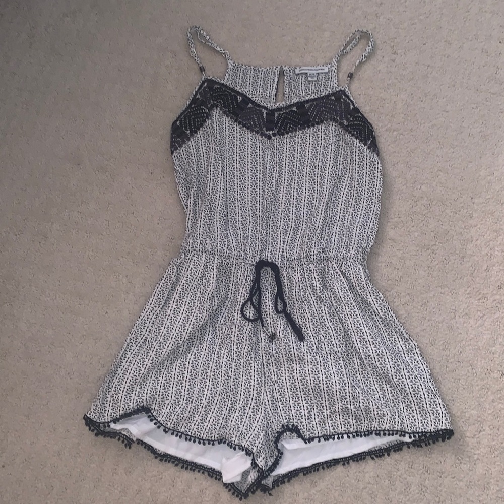 american eagle black and white romper